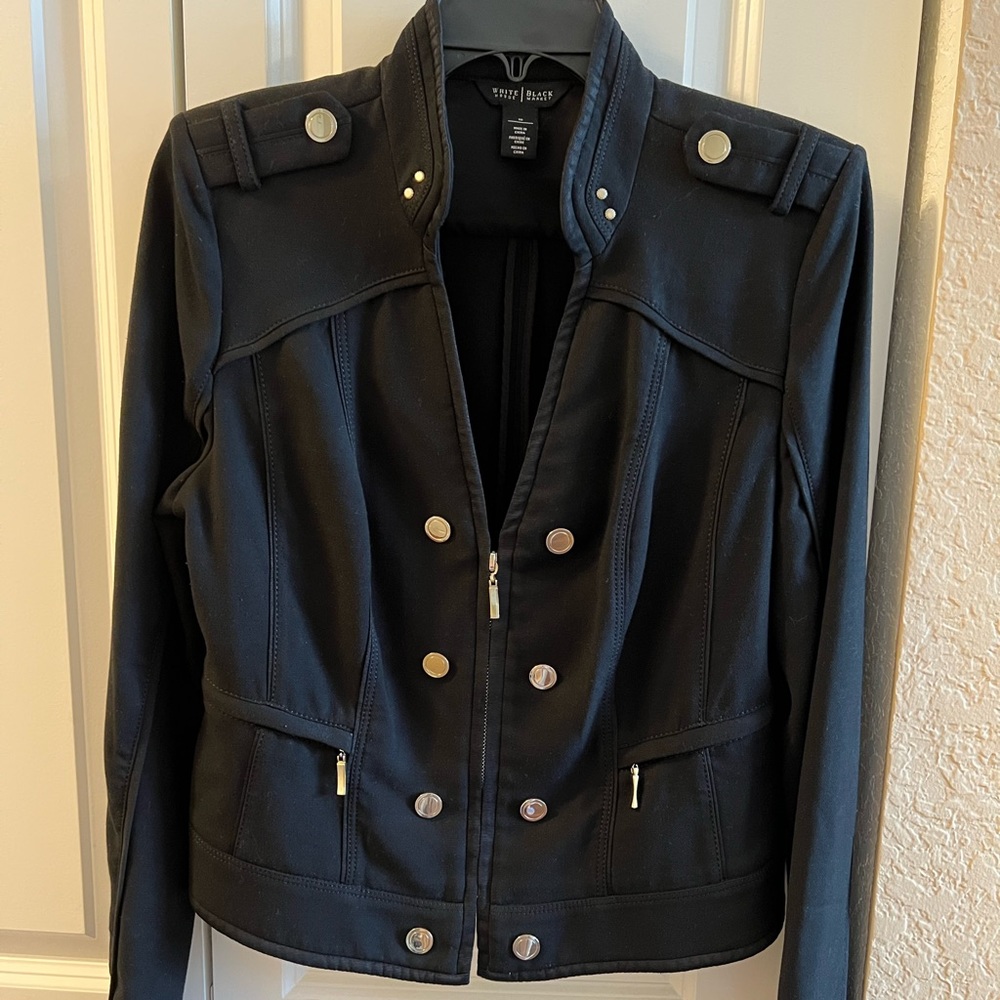 WHBM Black Jacket. Cotton. Silver accents